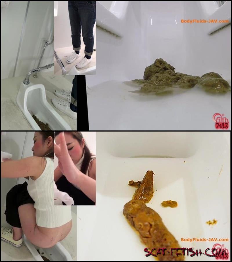 Girls defecates big shit pile in public toilet close-up. -  Filth plusFilth pooping BFFF-143 (FullHD 1080p)