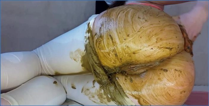 Copro- Anna Coprofield's White Leggings Diarrhea with Prolapse Shit Panties - scat porn video at ScatVip.com