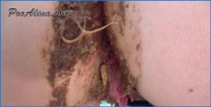Pooping: PooAlina dominates by pooping and farting in jeans after fish with beer - scat porn video at ScatVip.com